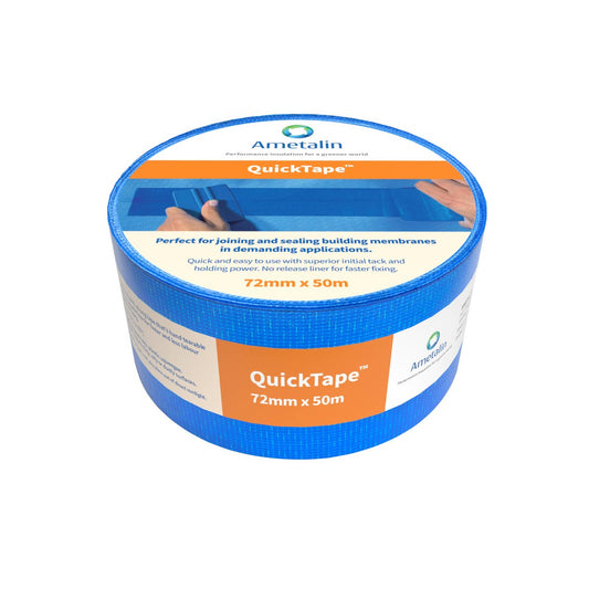 Ametalin Quicktape 72mm x 50m - Woven Polymer Fabric - Cold Weather Adhesive