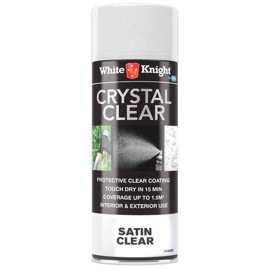 White Knight Acrylic Spray Paint - 310g - Clear Satin - Quick Drying - Auzzistore
