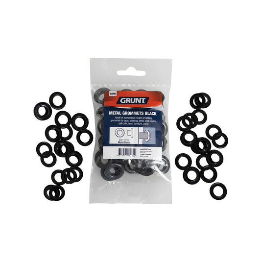 Grunt 12mm Black Webbing Grommets Heavy Duty Metal Pack of 50 – view 2 - Auzzistore