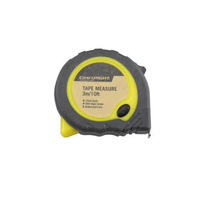 Craftright 3m Tape Measure - Durable Rubberised Case - 13mm Wide Blade