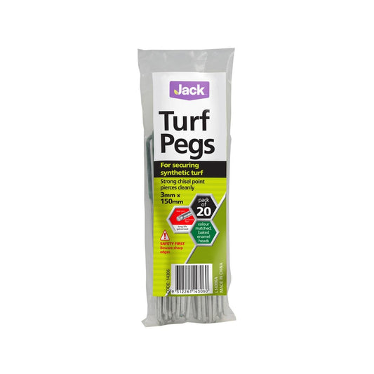 Jack Galvanised Green Synthetic Turf Pegs 150mm Steel 20 Pack - Auzzistore