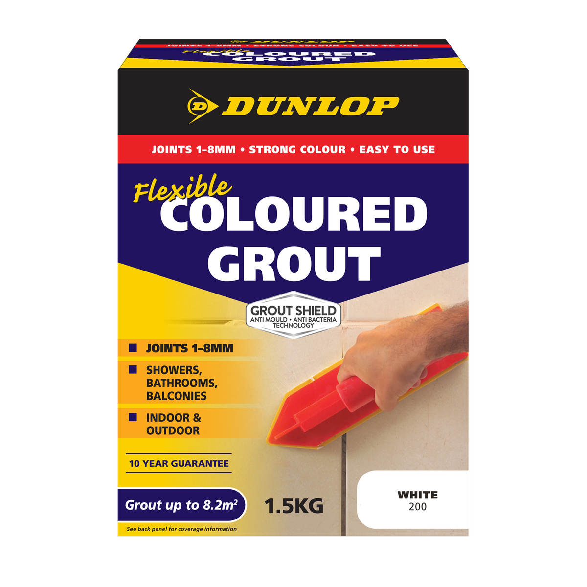 Dunlop Flexible Coloured Grout 1.5kg White Anti Mould Protection