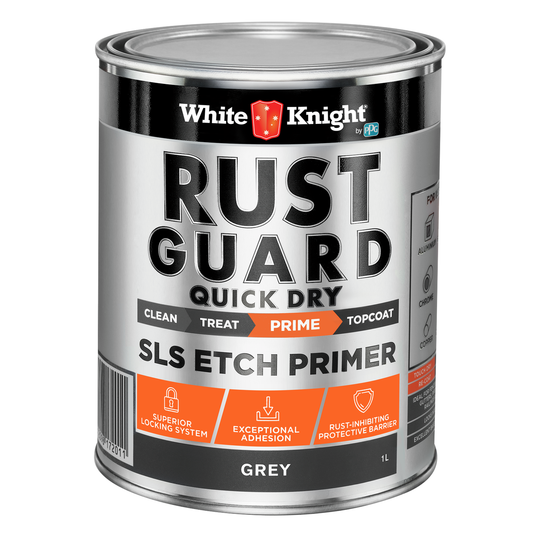 White Knight Rust Guard Etch Primer Paint - 1L - Quick Dry - Grey - Rust Protection - Auzzistore