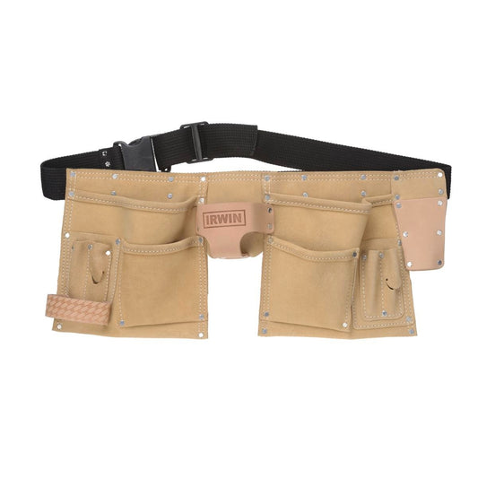 Irwin 10 Pocket Split Leather Construction Tool Belt - 24mm x 68mm x 538mm - Auzzistore