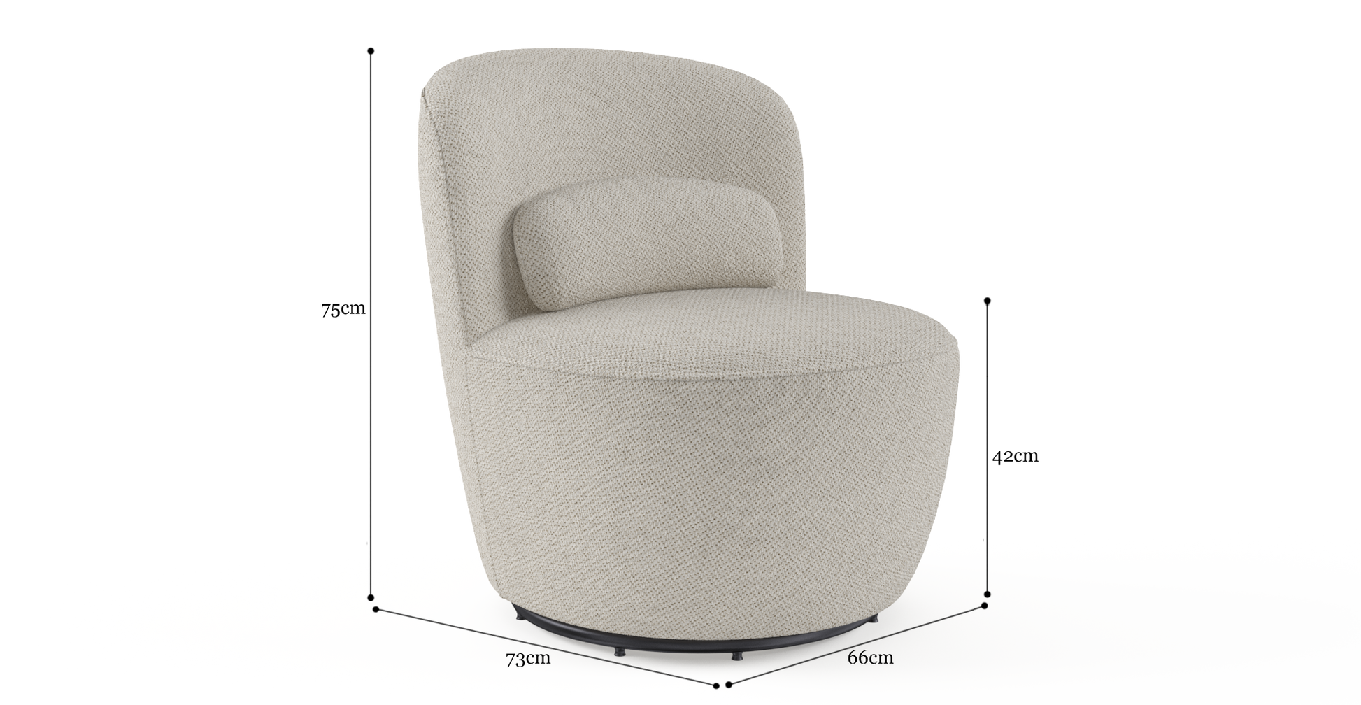 Brosa Ada Swivel Accent Chair (Seashell White)