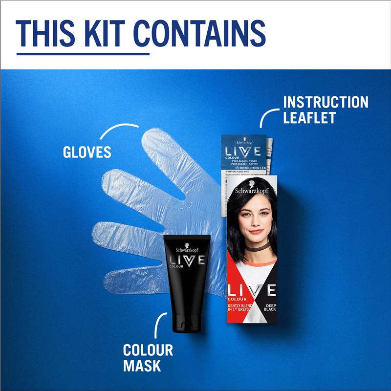Schwarzkopf LIVE Colour Deep Black - Semi-Permanent Hair Color, 75ml