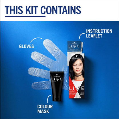 Schwarzkopf LIVE Colour Deep Black - Semi-Permanent Hair Color, 75ml