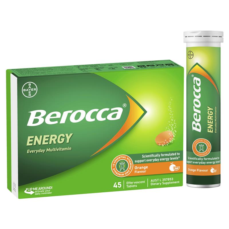 Berocca Energy Orange 45 Effervescent Tablets - Energize Your Day