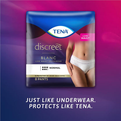 TENA Women’s Discreet Low Waist Incontinence Pants - Large, 8 Pants
