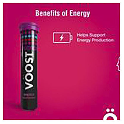 VÖOST Energy Raspberry Effervescent Vitamins with Guarana, 20 Tablets