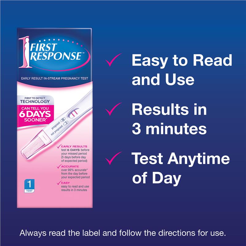 First Response Instream Early Result Pregnancy Test - 1 Test, 6 Days Early, 99% Accurate