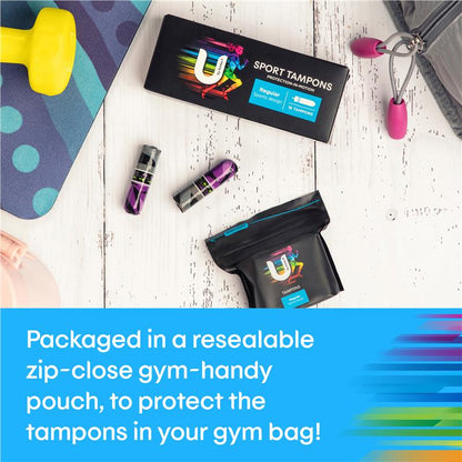 U By Kotex Sport Regular Tampons 16-tempons, 11g Absorbency with Gym Pouch