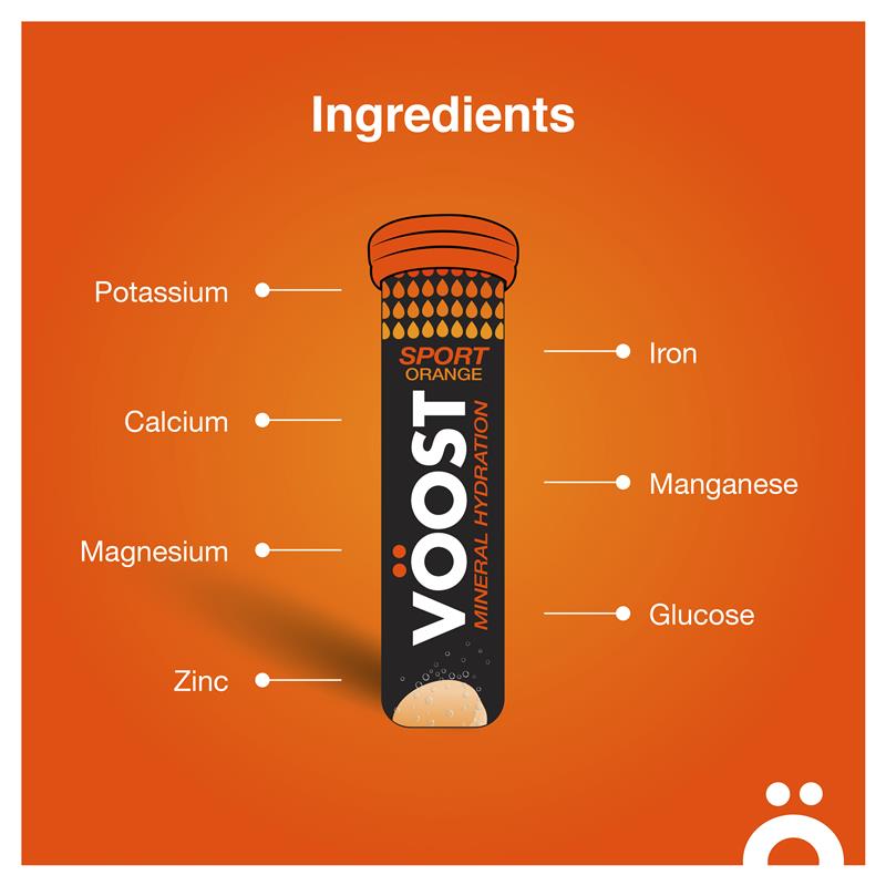 Voost Sport Orange Effervescent 10 Tablets - Hydration Support Supplement