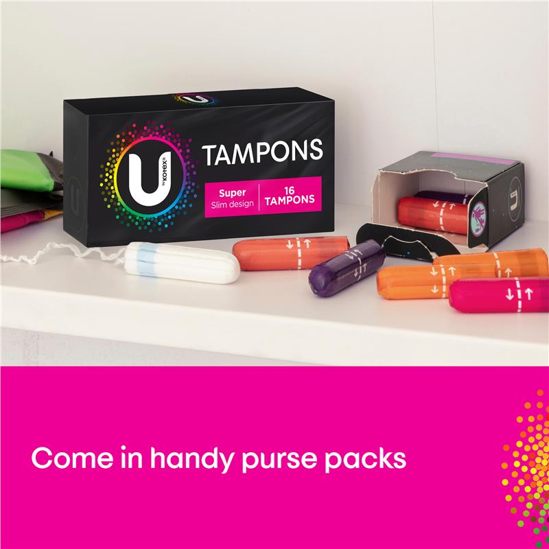 U by Kotex Super Slim Tampons 16-tempons, 14g Absorbency for Heavy Flow