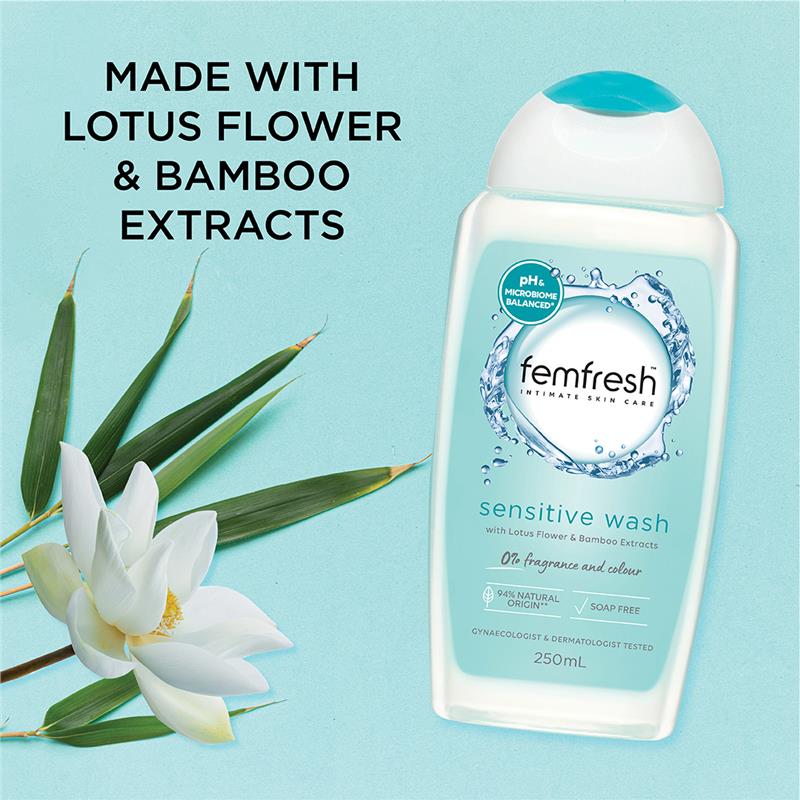 Femfresh Sensitive Wash 250ml – pH Balanced, Soap-Free, Natural Origin
