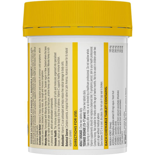 Swisse Vitamin C + Manuka Honey 120 Tablets - Immune Support-Auzzi Store