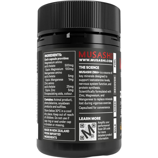 Musashi ZMA+ 60 Capsules - Natural Testosterone Support-Auzzi Store