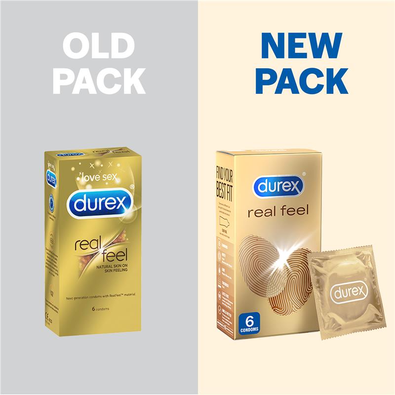 Durex RealFeel Polyisoprene Condoms - 6 Pack, Non-Latex, Natural Feel
