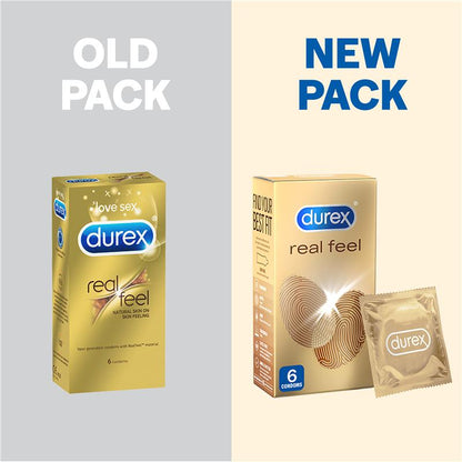 Durex RealFeel Polyisoprene Condoms - 6 Pack, Non-Latex, Natural Feel