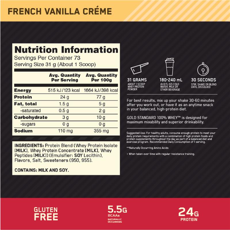 Optimum Nutrition Gold Standard 100% Whey Protein - French Vanilla 2.27kg