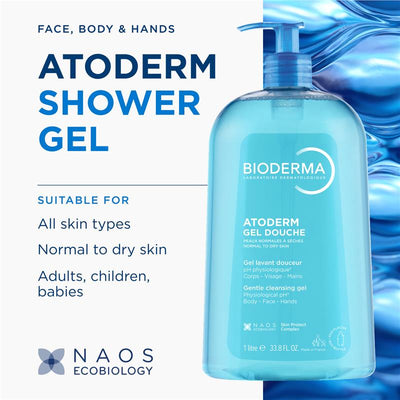 Bioderma Atoderm Hydrating Cleansing Gel 1L for Body, Face & Hands