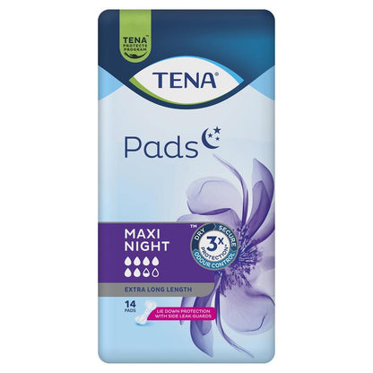 TENA Maxi Night Pads 14-Pads– Extra Absorbency & Lie Down Protection