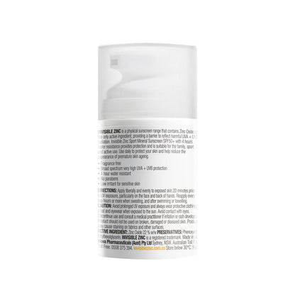 Invisible Zinc SPF 50+ Sport Mineral Sunscreen - 50ml-Auzzi Store