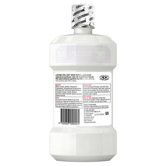 Listerine Bright White Mouthwash 500ml - Stain Removal & Whitening