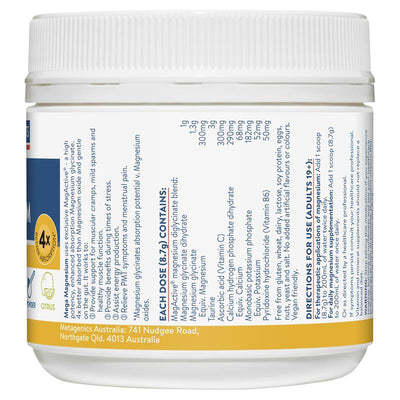 Ethical Nutrients Mega Magnesium - 200g Powder Citrus for Muscle Health