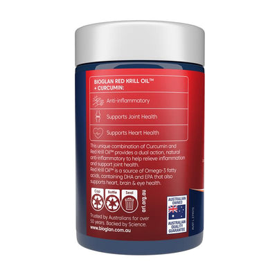 Bioglan Red Krill Plus Curcumin - 60 Capsules for Joint Health