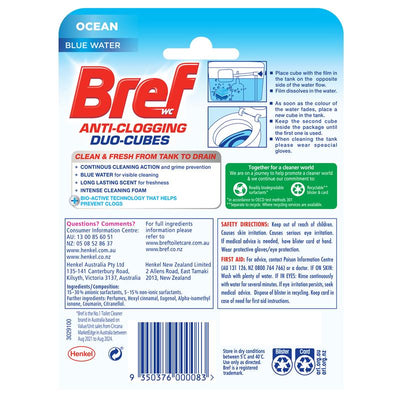 Bref Duo Cubes Blue Action Toilet Cleaner Block In Cistern 2 Pack - Effective Cleaning Solution