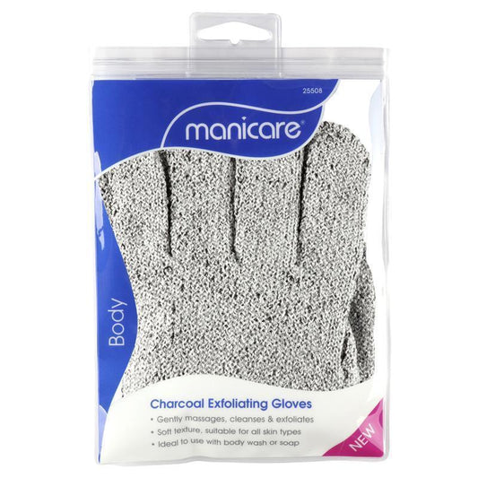 Manicare Charcoal Exfoliating Body Gloves, 2-Pack for Smooth Skin