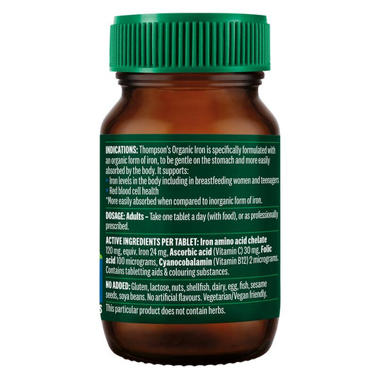 Thompson's Organic Iron 24mg - 30 Tablets for Iron Support-Auzzi Store