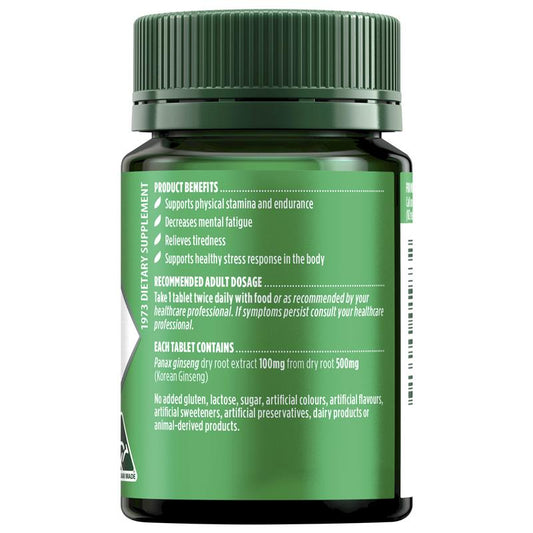 Nature's Own Korean Ginseng 500mg 60 Tablets - Enhance Stamina & Stress Response – view 2