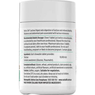 Nutra-Life Lactase Digest Chewable Tablets 60 Count – 10,000 ALU, Vegetarian