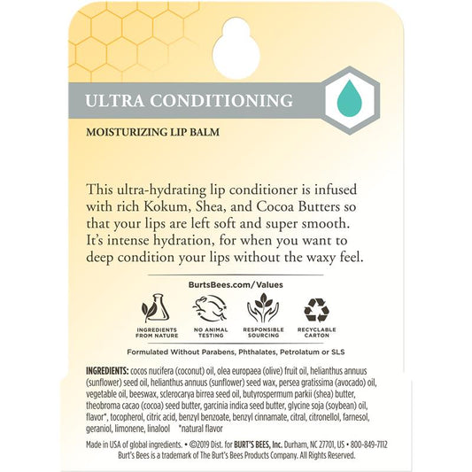Burt's Bees Ultra Conditioning Lip Balm 4.25g - Natural Moisture for Your Lips