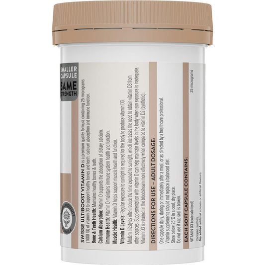 Swisse Ultiboost Vitamin D3 400 Capsules – Bone & Immune Support – view 2