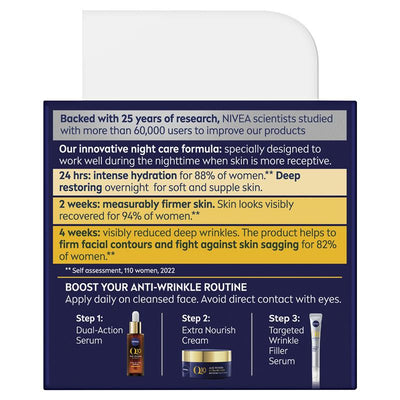 NIVEA Q10 Anti-Wrinkle Extra Nourish Night Cream 50ml - Deep Restoring Formula