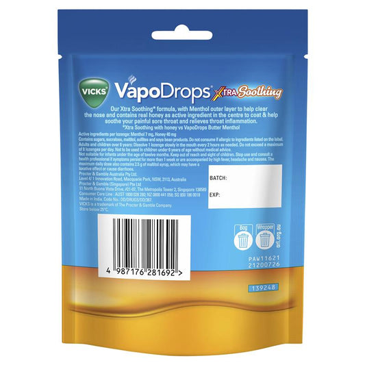 Vicks VapoDrops Xtra Soothing Honey Centre Lozenges - 16 Pack-Auzzi Store