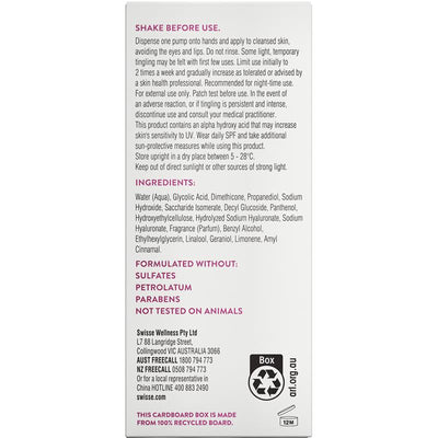 Swisse Skincare Glycolic 10% Resurfacing Night Serum - 30ml