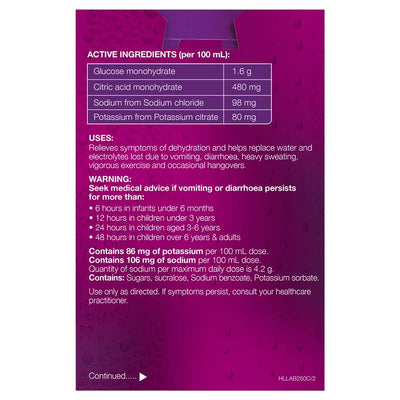 Hydralyte Electrolyte Apple Blackcurrant Solution 4 Pack (4x250ml)