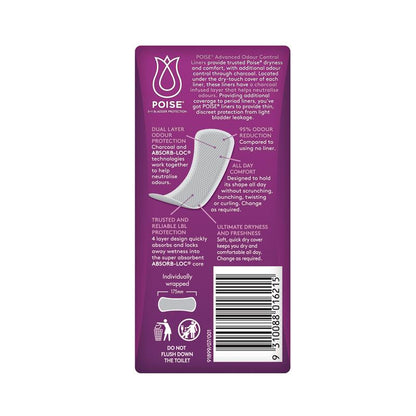Poise Charcoal Light Bladder Protection Liners, Odor Control, 22-Pads
