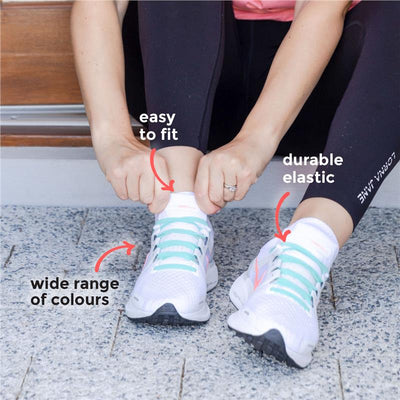 Synxlace No Tie Laces - White (2 Laces, 4 Tips, 4 Grips)