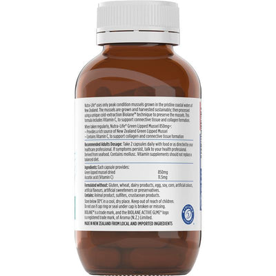 Nutra-Life Green Lipped Mussel 850mg with Vitamin C – 90 Capsules
