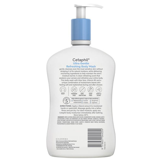 Cetaphil Ultra Gentle Body Wash 1L for Dry & Sensitive Skin with Aloe Vera – view 2