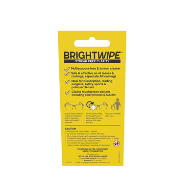 BrightWipe Lens Cleaning Wipes - 30 Pack