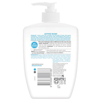 Femfresh Intimate Wash 600mL, pH Balanced, 94% Natural, Daily Use