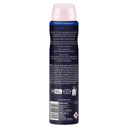 NIVEA Pearl & Beauty Deodorant Aerosol, Black Pearls, 72H Protection, 250ml