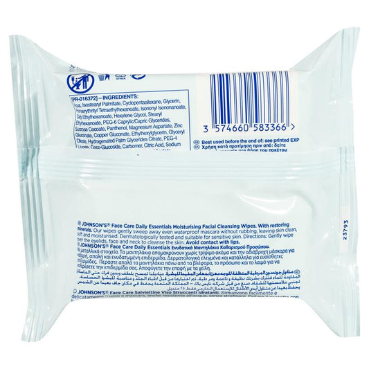 Johnson's Face Care Moisturising Facial Cleansing Wipes for Dry Skin - 25 Pack-Auzzi Store
