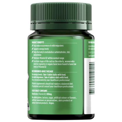 Nature's Own Vitamin B2 100mg Tablets, 100 Count – Migraine Relief